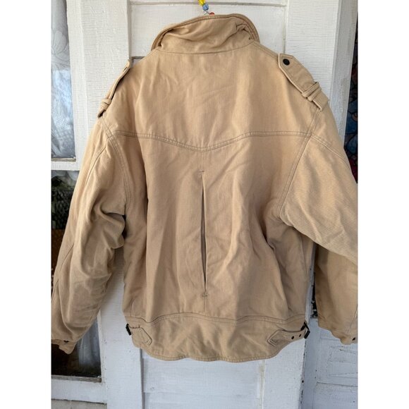 Vintage 90s Mens Levis Tan Cotton Trucker Jacket Sherpa Lined Size M - Picture 2 of 14